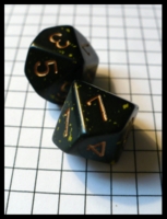 Dice : Dice - 10D - Rounded Solid Black With Gold Speckles With Copper Numerals